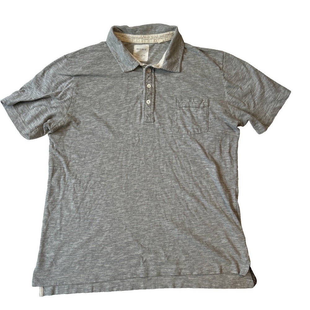 Billy Reid XL Polo Men's Cotton Blend Short Sleeve Heathered Gray Henley Preppy